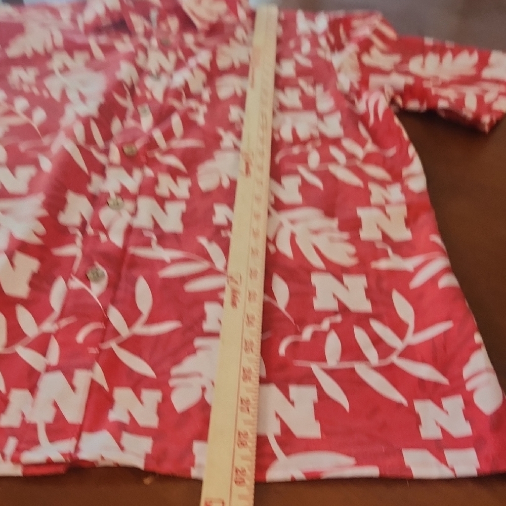 Nebraska Huskers Red Leaf Pattern Button-Down Shi… - image 6